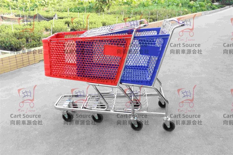 100L/180L Plastic Basket Shopping Cart (steel Frame Chrome Plated). Shopping Cart Manufacturer